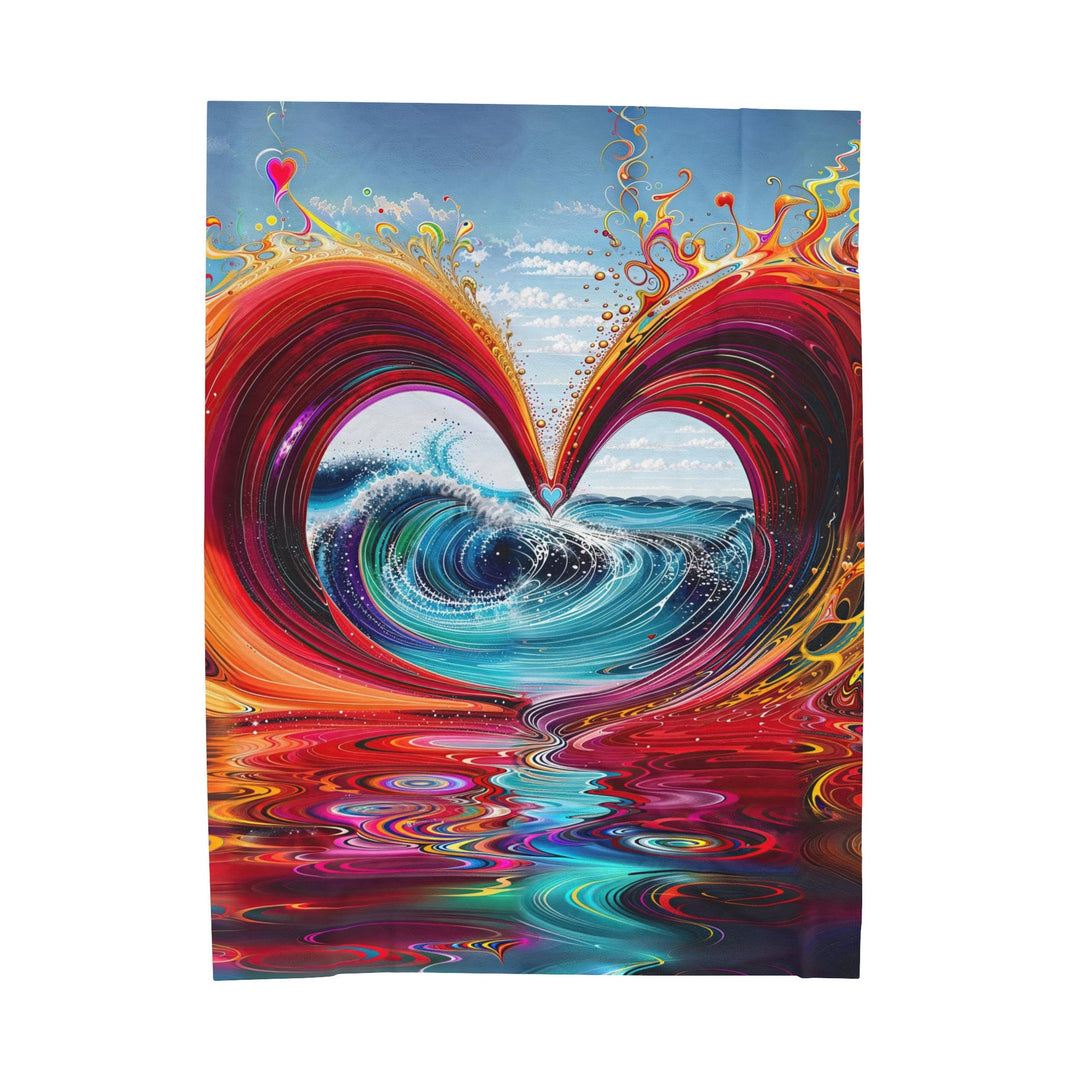 Vibrant Heart Waves - Velveteen Plush Blanket - All Over Prints - g(0D·IO) - 60" × 80" - -