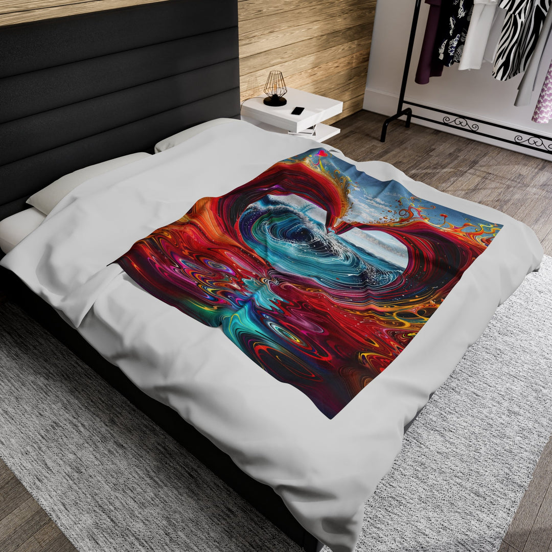 Vibrant Heart Waves - Velveteen Plush Blanket - All Over Prints - g(0D·IO) - 30" × 40" - -