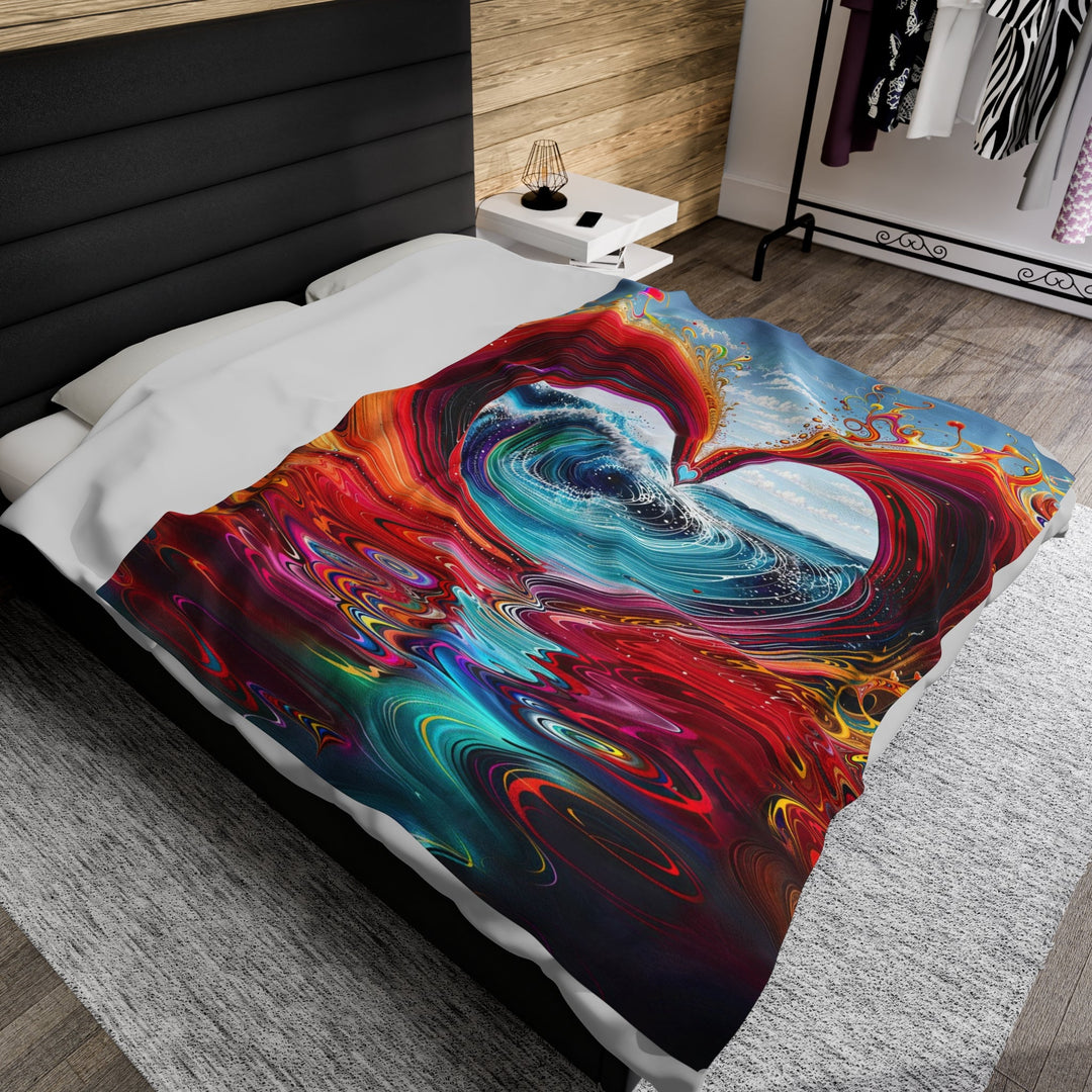 Vibrant Heart Waves - Velveteen Plush Blanket - All Over Prints - g(0D·IO) - 30" × 40" - -