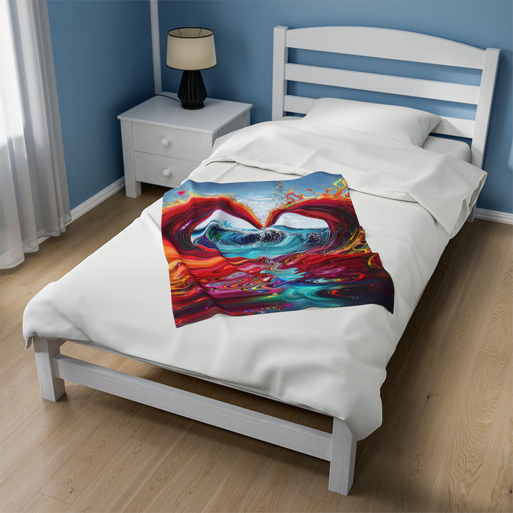 Vibrant Heart Waves - Velveteen Plush Blanket - All Over Prints - g(0D·IO) - 30" × 40" - -