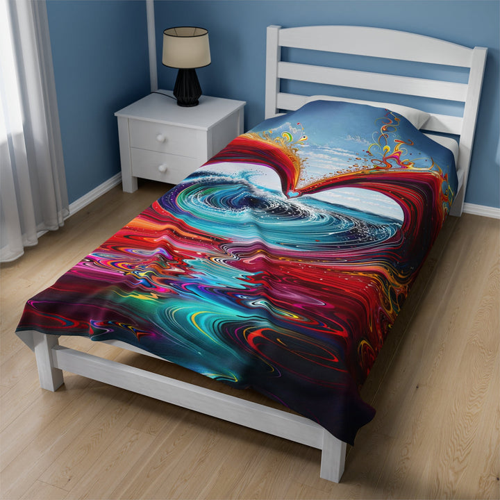 Vibrant Heart Waves - Velveteen Plush Blanket - All Over Prints - g(0D·IO) - 30" × 40" - -