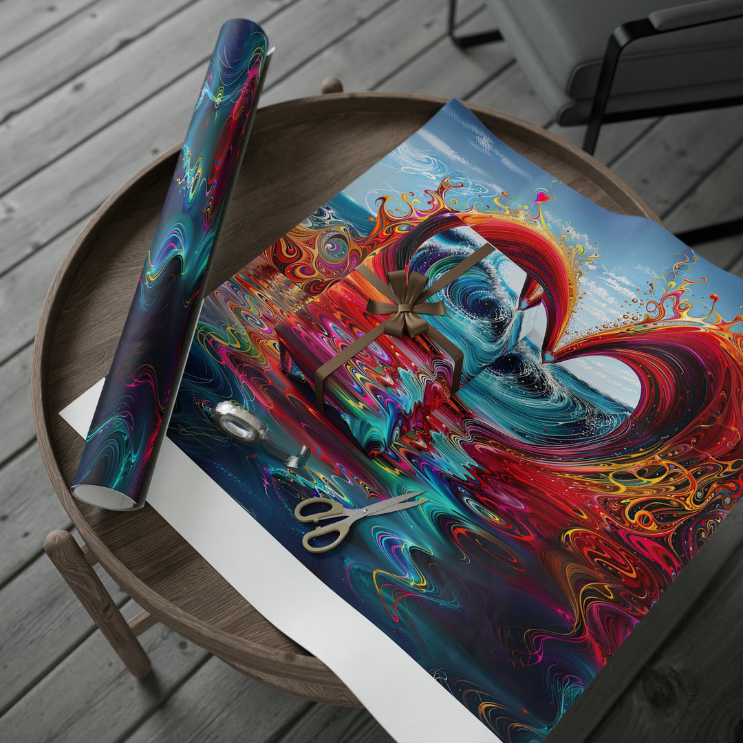 Vibrant Heart Waves - Wrapping Paper - Home Decor - g(0D·IO) - 30'' x 72'' - Matte -