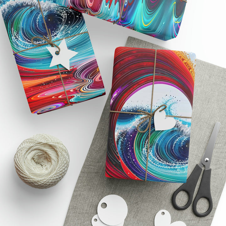 Vibrant Heart Waves - Wrapping Paper - Home Decor - g(0D·IO) - 30'' x 72'' - Matte -