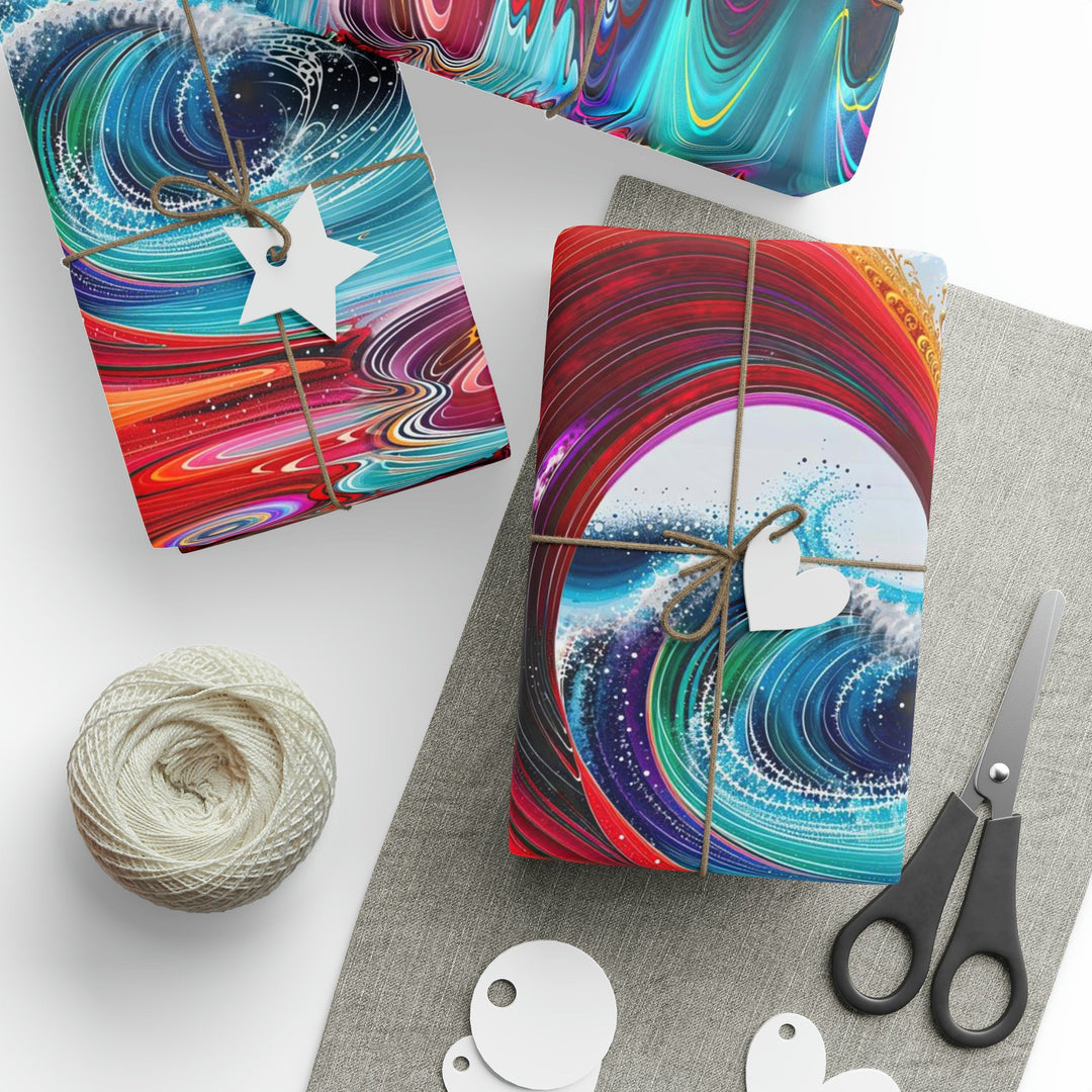 Vibrant Heart Waves - Wrapping Paper - Home Decor - g(0D·IO) - 30'' x 72'' - Matte -