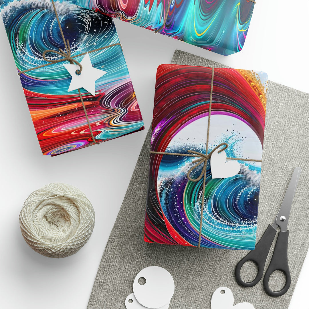 Vibrant Heart Waves - Wrapping Paper - Home Decor - g(0D·IO) - 30'' x 72'' - Matte -