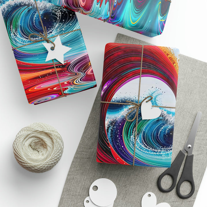 Vibrant Heart Waves - Wrapping Paper - Home Decor - g(0D·IO) - 30'' x 72'' - Matte -