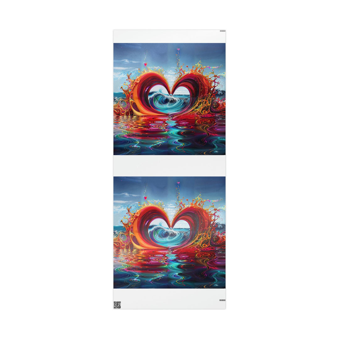 Vibrant Heart Waves - Wrapping Paper - Home Decor - g(0D·IO) - 30'' x 72'' - Glossy -