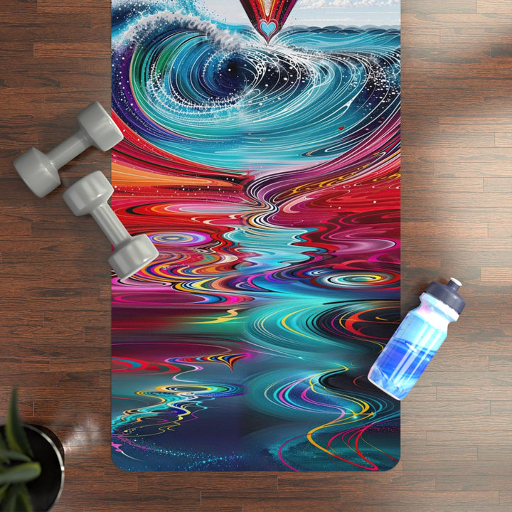 Vibrant Heart Waves - Yoga Mat - Home Decor - g(0D·IO) - 24” x 68” - -