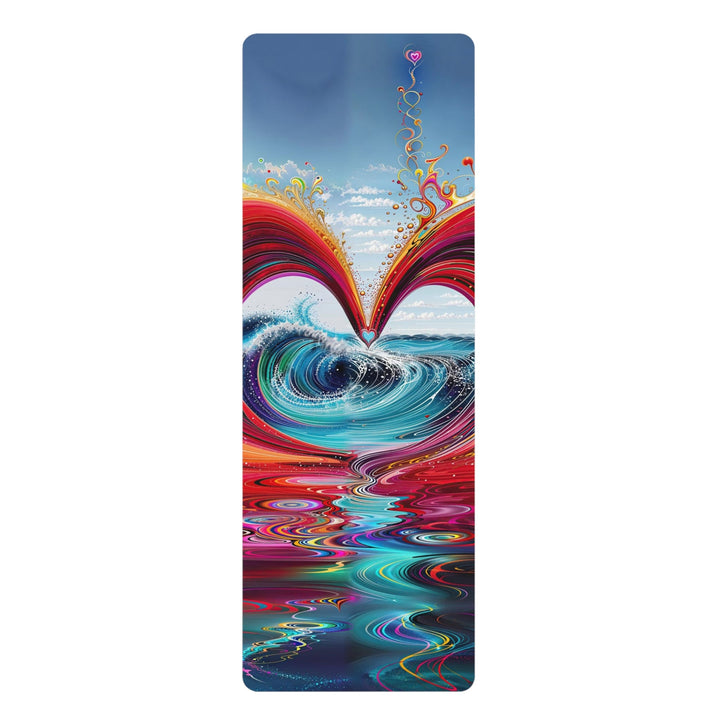 Vibrant Heart Waves - Yoga Mat - Home Decor - g(0D·IO) - 24” x 68” - -