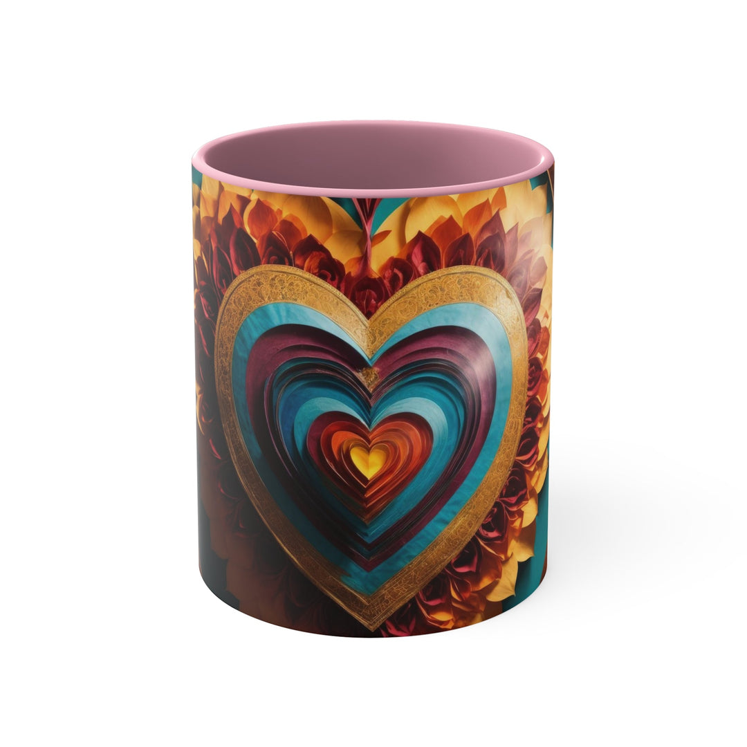 Vibrant Layered Heart - Accent Coffee Mug - Mug - g(0D·IO) - Pink - 11oz -