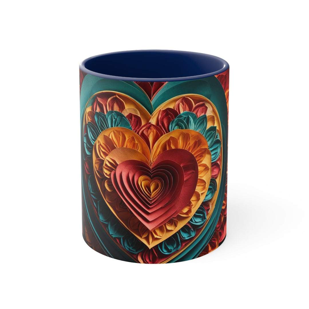 Vibrant Layered Heart - Accent Coffee Mug - Mug - g(0D·IO) - Navy - 11oz -