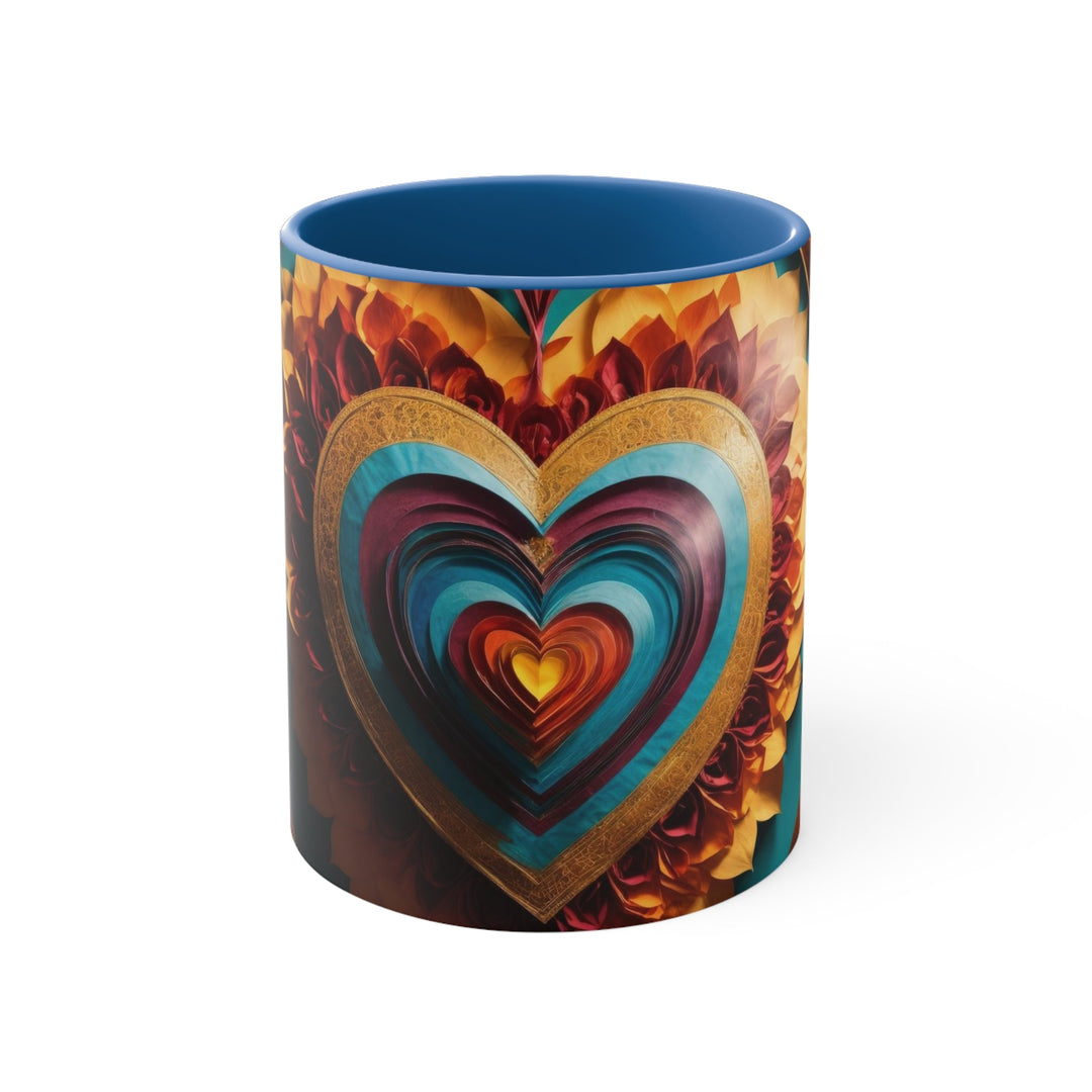 Vibrant Layered Heart - Accent Coffee Mug - Mug - g(0D·IO) - Blue - 11oz -