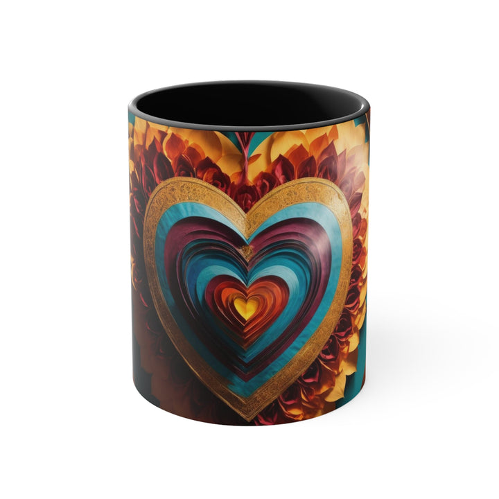 Vibrant Layered Heart - Accent Coffee Mug - Mug - g(0D·IO) - Black - 11oz -