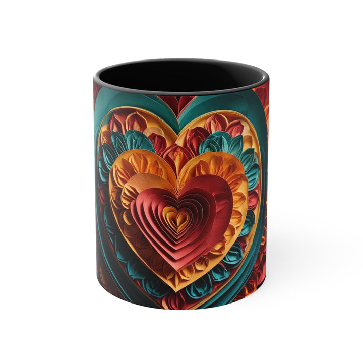 Vibrant Layered Heart - Accent Coffee Mug - Mug - g(0D·IO) - Black - 11oz -