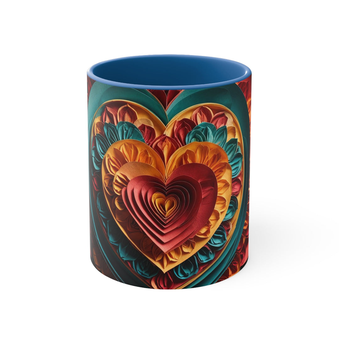 Vibrant Layered Heart - Accent Coffee Mug - Mug - g(0D·IO) - Blue - 11oz -