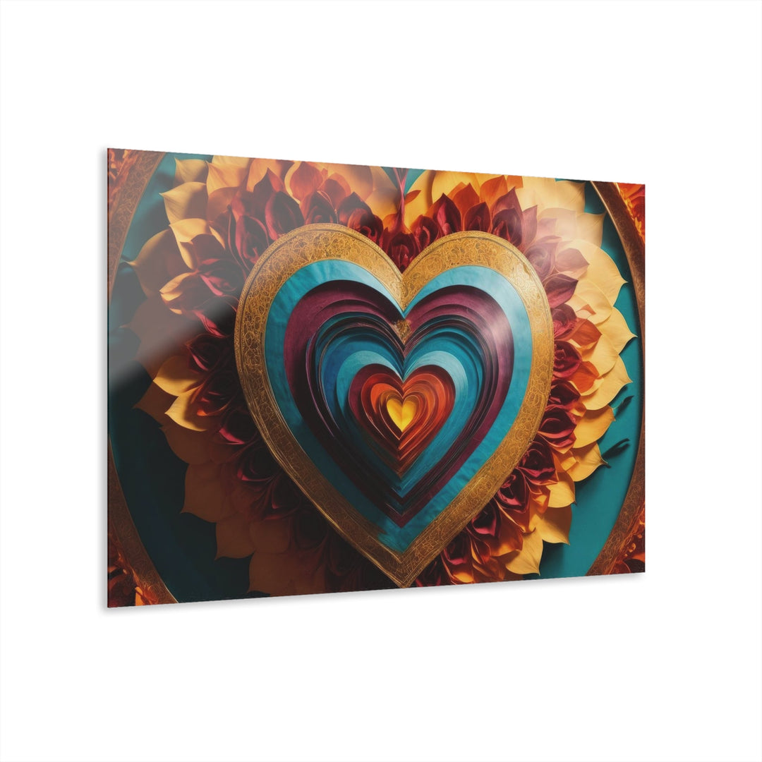 Vibrant Layered Heart - Acrylic Prints (French Cleat Hanging) - Home Decor - g(0D·IO) - 36" x 24" (Horizontal) - 0.25'' -
