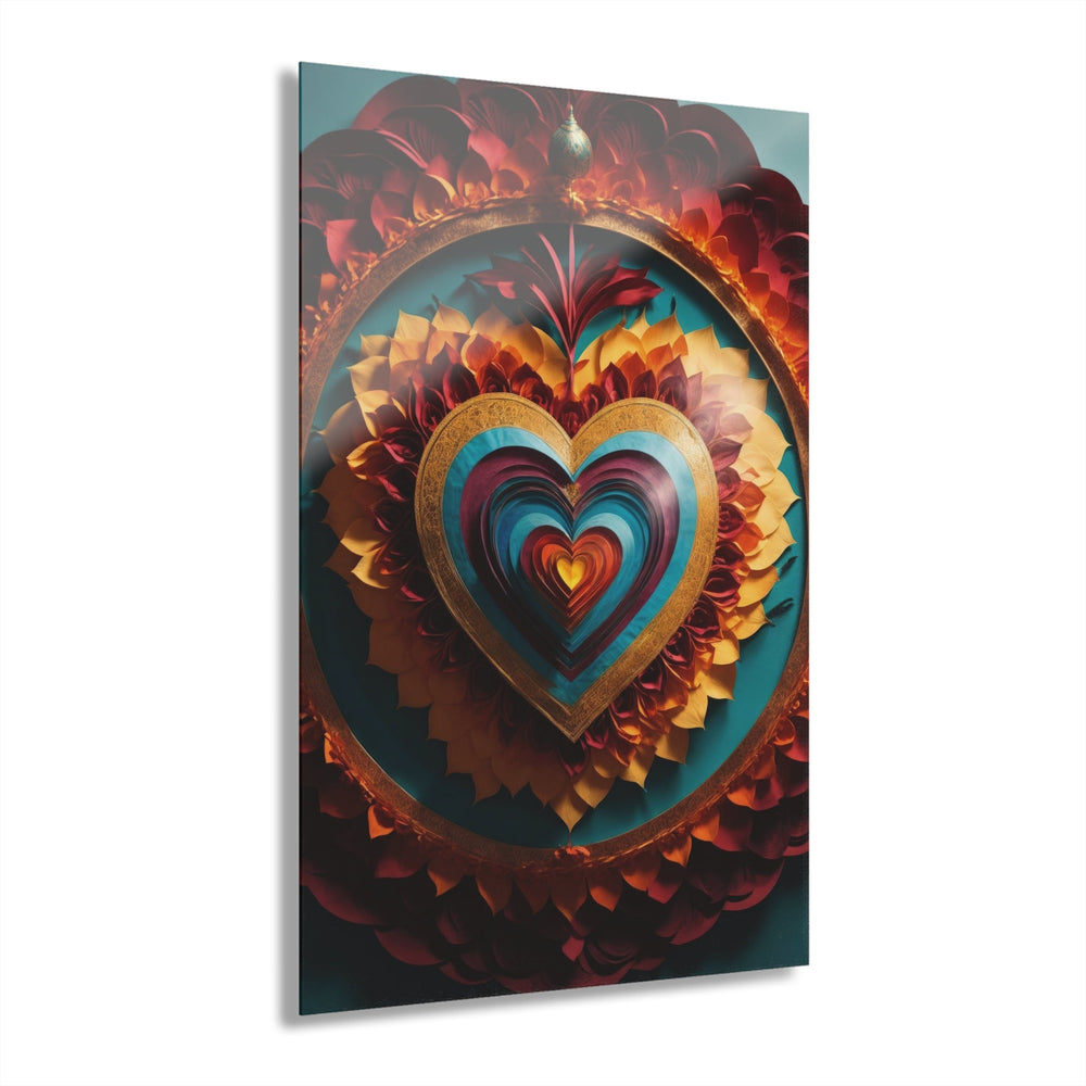 Vibrant Layered Heart - Acrylic Prints (French Cleat Hanging) - Home Decor - g(0D·IO) - 24" x 36" (Vertical) - 0.25'' -