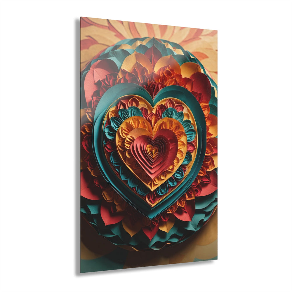 Vibrant Layered Heart - Acrylic Prints (French Cleat Hanging) - Home Decor - g(0D·IO) - 24" x 36" (Vertical) - 0.25'' -