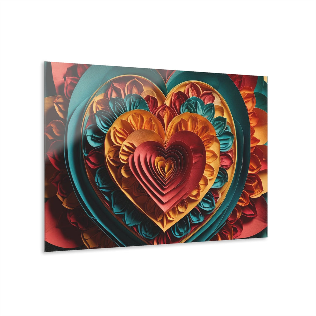 Vibrant Layered Heart - Acrylic Prints (French Cleat Hanging) - Home Decor - g(0D·IO) - 36" x 24" (Horizontal) - 0.25'' -