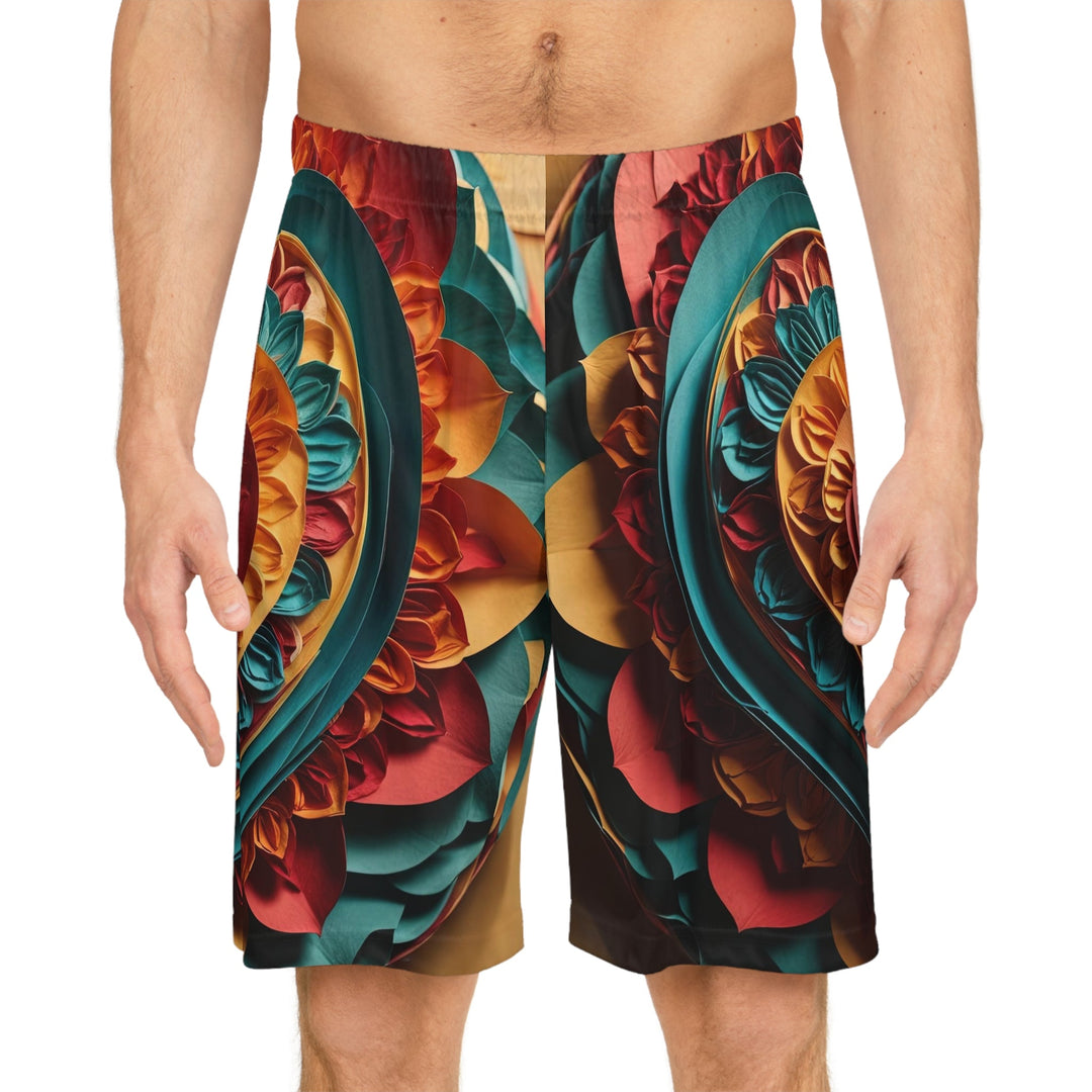 Vibrant Layered Heart - AOP Basketball Shorts - All Over Prints - g(0D·IO) - Seam thread color automatically matched to design - XS -