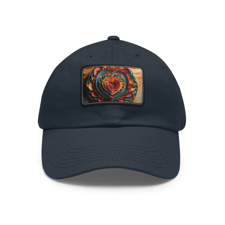 Vibrant Layered Heart - Dad Hat - Hats - g(0D·IO) - Navy / Black patch - Rectangle - One size