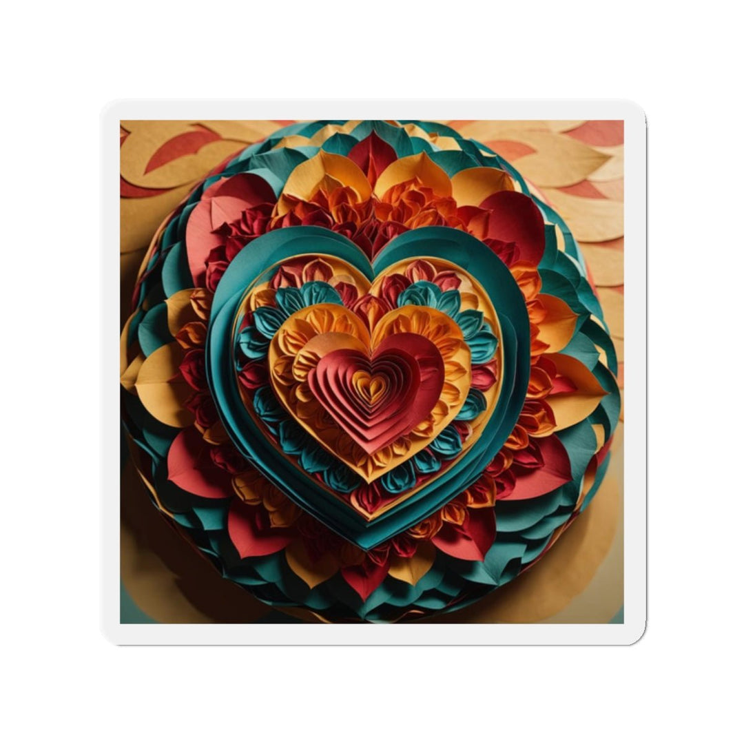 Vibrant Layered Heart - Die-cut Magnet - Home Decor - g(0D·IO) - 2" x 2" - Die-Cut - 1 pc