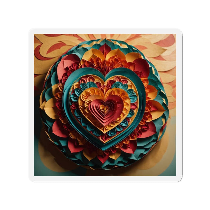 Vibrant Layered Heart - Die-cut Magnet - Home Decor - g(0D·IO) - 5" x 5" - Die-Cut - 1 pc