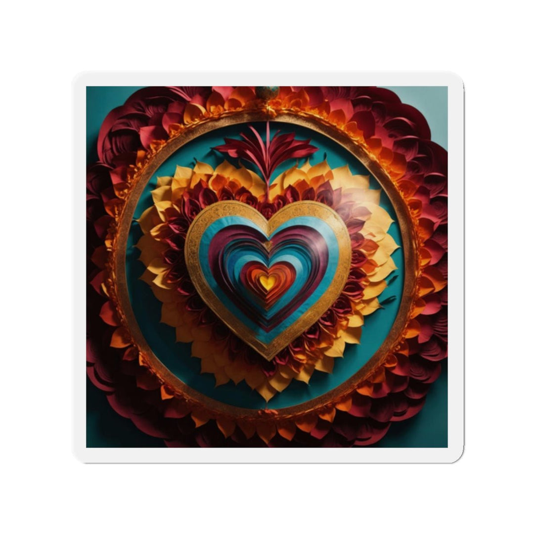 Vibrant Layered Heart - Die-cut Magnet - Home Decor - g(0D·IO) - 2" x 2" - Die-Cut - 1 pc