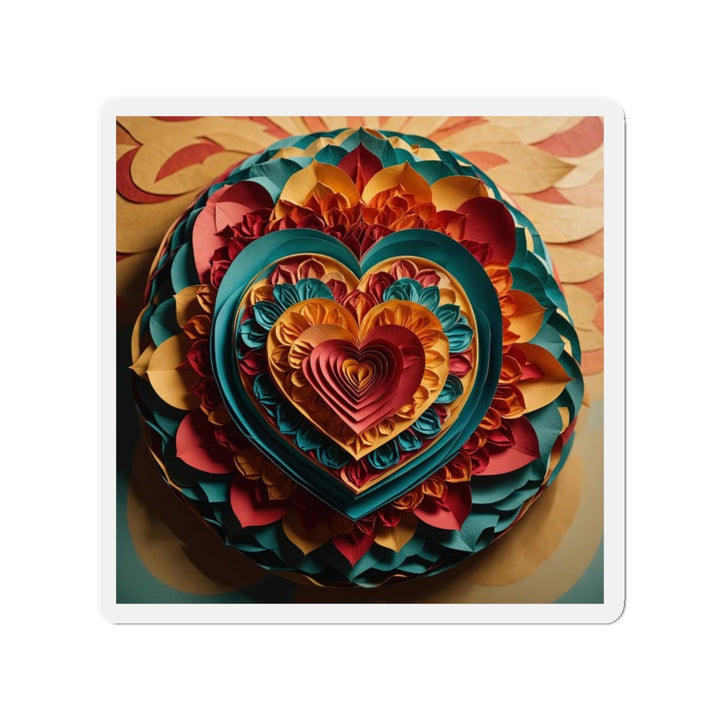 Vibrant Layered Heart - Die-cut Magnet - Home Decor - g(0D·IO) - 4" x 4" - Die-Cut - 1 pc