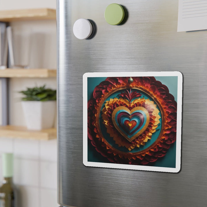 Vibrant Layered Heart - Die-cut Magnet - Home Decor - g(0D·IO) - 6 × 6" - Die-Cut - 1 pc