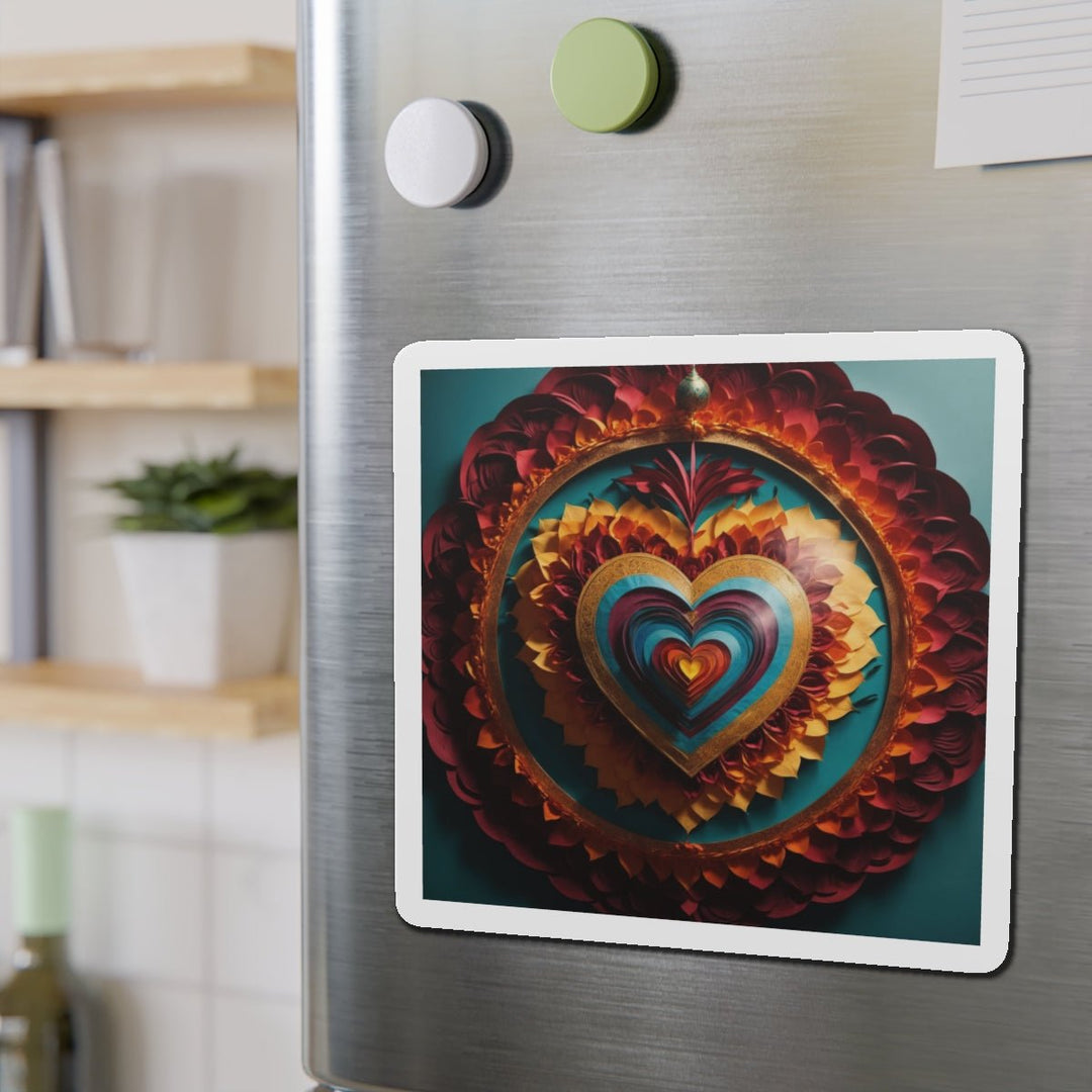 Vibrant Layered Heart - Die-cut Magnet - Home Decor - g(0D·IO) - 6 × 6" - Die-Cut - 1 pc
