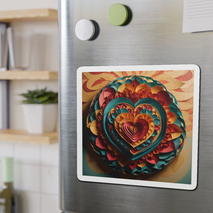 Vibrant Layered Heart - Die-cut Magnet - Home Decor - g(0D·IO) - 6 × 6" - Die-Cut - 1 pc