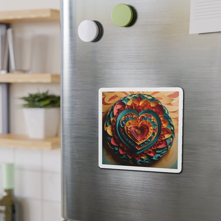 Vibrant Layered Heart - Die-cut Magnet - Home Decor - g(0D·IO) - 6 × 6" - Die-Cut - 1 pc