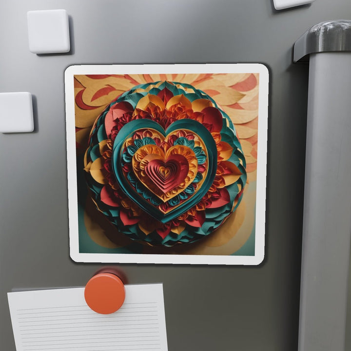 Vibrant Layered Heart - Die-cut Magnet - Home Decor - g(0D·IO) - 6 × 6" - Die-Cut - 1 pc