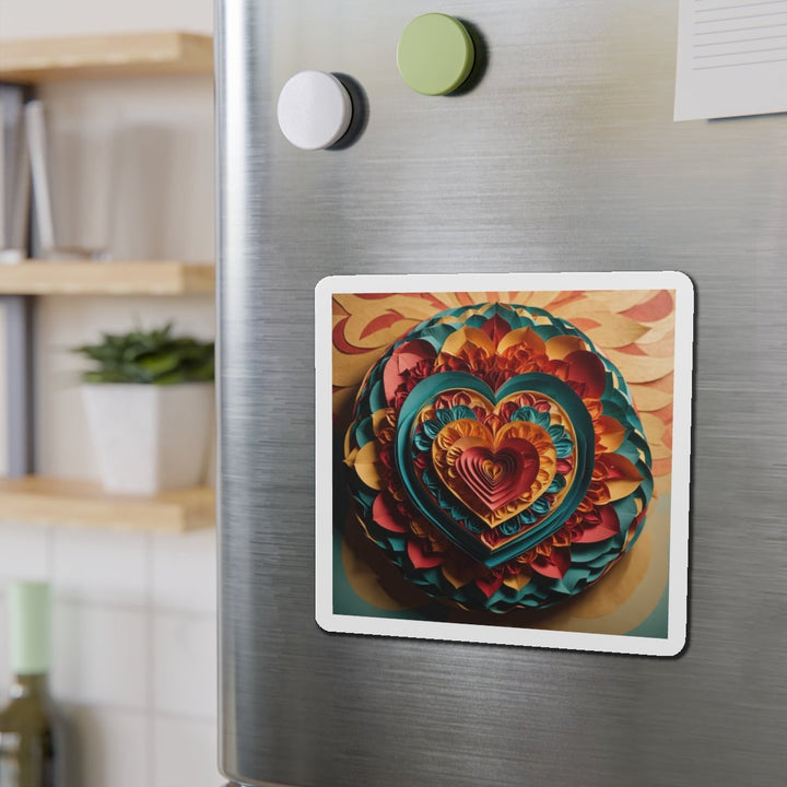 Vibrant Layered Heart - Die-cut Magnet - Home Decor - g(0D·IO) - 6 × 6" - Die-Cut - 1 pc