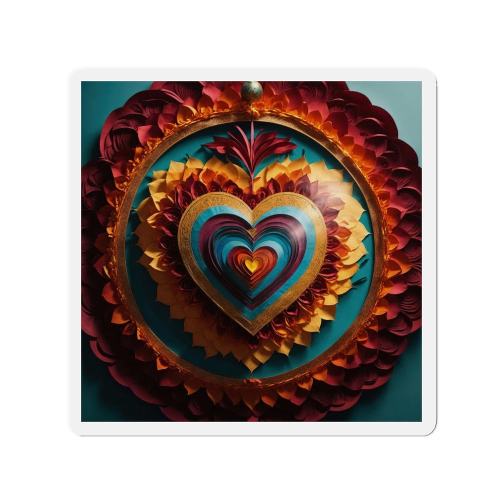 Vibrant Layered Heart - Die-cut Magnet - Home Decor - g(0D·IO) - 3" x 3" - Die-Cut - 1 pc