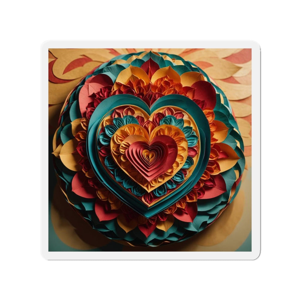 Vibrant Layered Heart - Die-cut Magnet - Home Decor - g(0D·IO) - 3" x 3" - Die-Cut - 1 pc