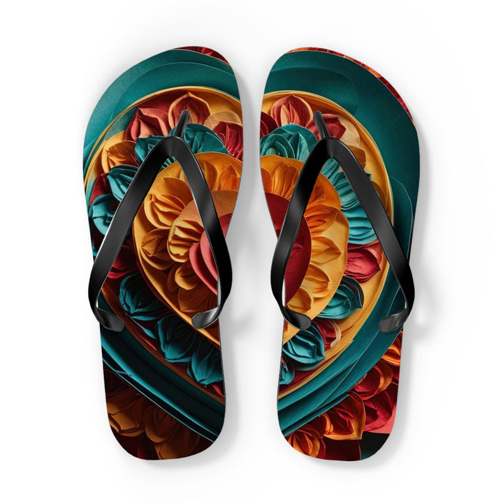 Vibrant Layered Heart - Flip Flops - Shoes - g(0D·IO) - XL - Black sole -