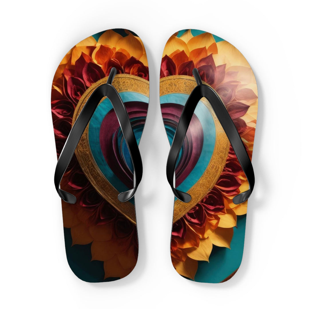 Vibrant Layered Heart - Flip Flops - Shoes - g(0D·IO) - XL - Black sole -