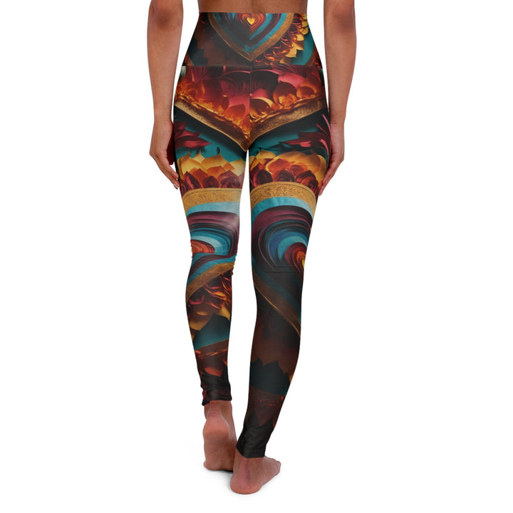 Vibrant Layered Heart - High Waisted AOP Yoga Leggings - All Over Prints - g(0D·IO) - XS - -