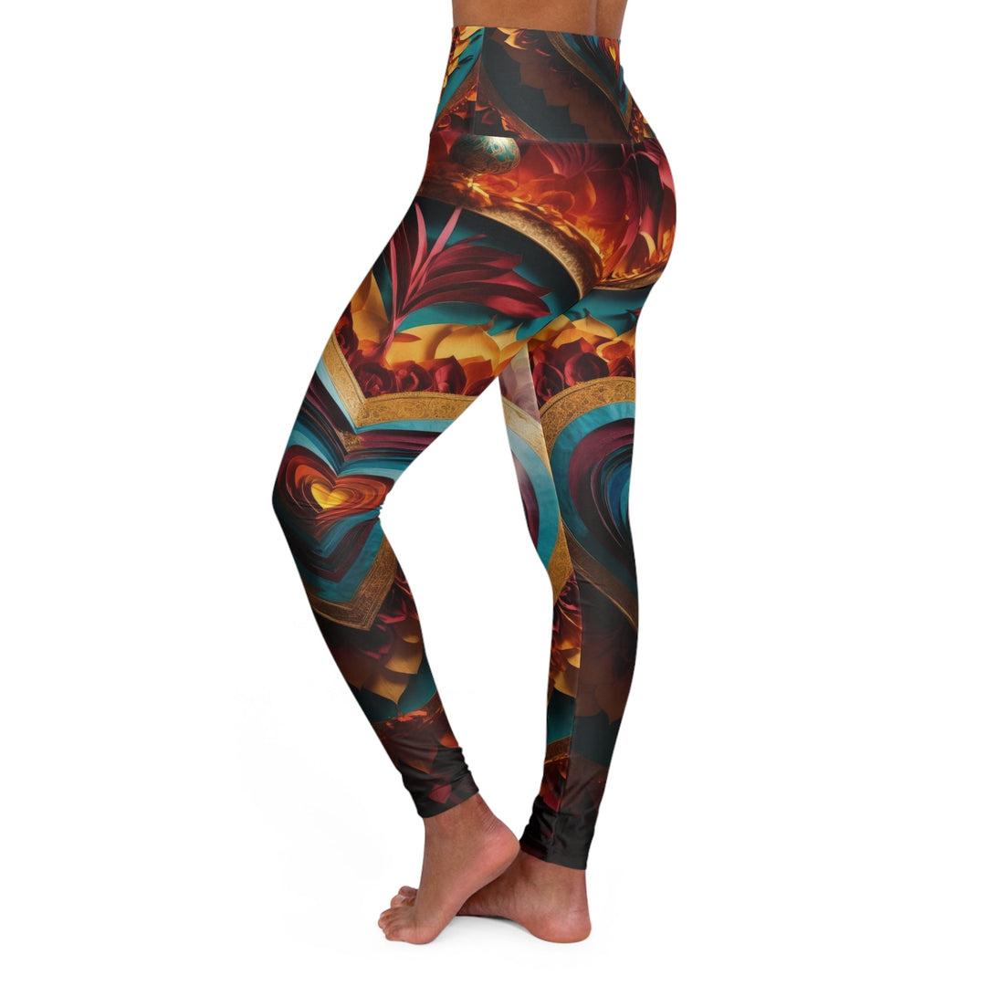 Vibrant Layered Heart - High Waisted AOP Yoga Leggings - All Over Prints - g(0D·IO) - XS - -