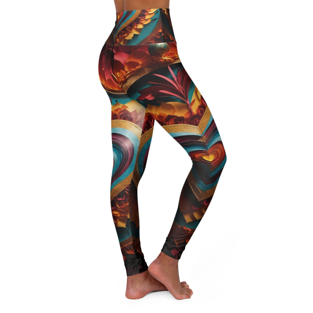 Vibrant Layered Heart - High Waisted AOP Yoga Leggings - All Over Prints - g(0D·IO) - XS - -