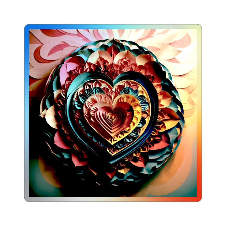 Vibrant Layered Heart - Holographic Die-Cut Sticker - Paper products - g(0D·IO) - 4" × 4" - Die-Cut - Holographic