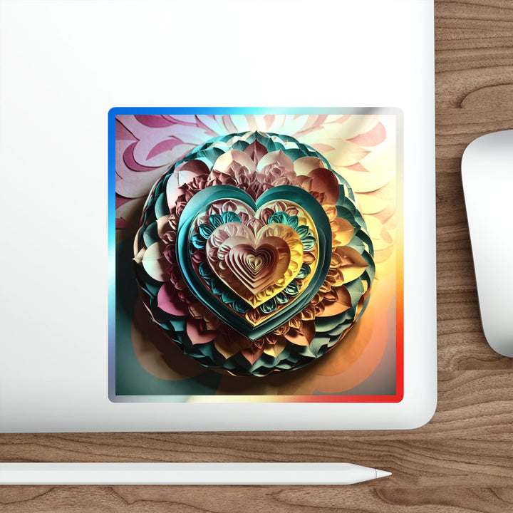 Vibrant Layered Heart - Holographic Die-Cut Sticker - Paper products - g(0D·IO) - 5" × 5" - Die-Cut - Holographic