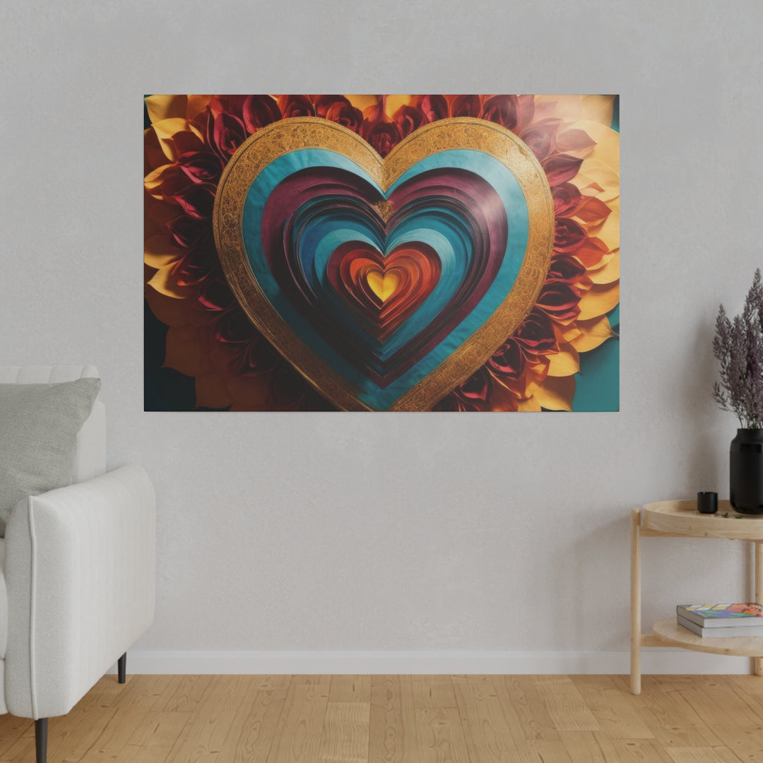 Vibrant Layered Heart - Matte Canvas - Canvas - g(0D·IO) - 32" x 32" (Square) - 0.75'' -