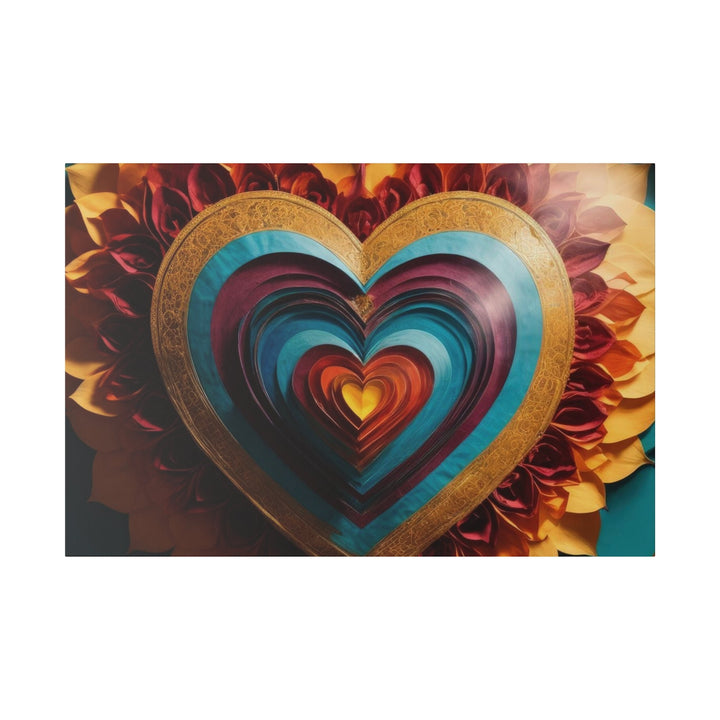 Vibrant Layered Heart - Matte Canvas - Canvas - g(0D·IO) - 48″ x 32″ (Horizontal) - 0.75'' -