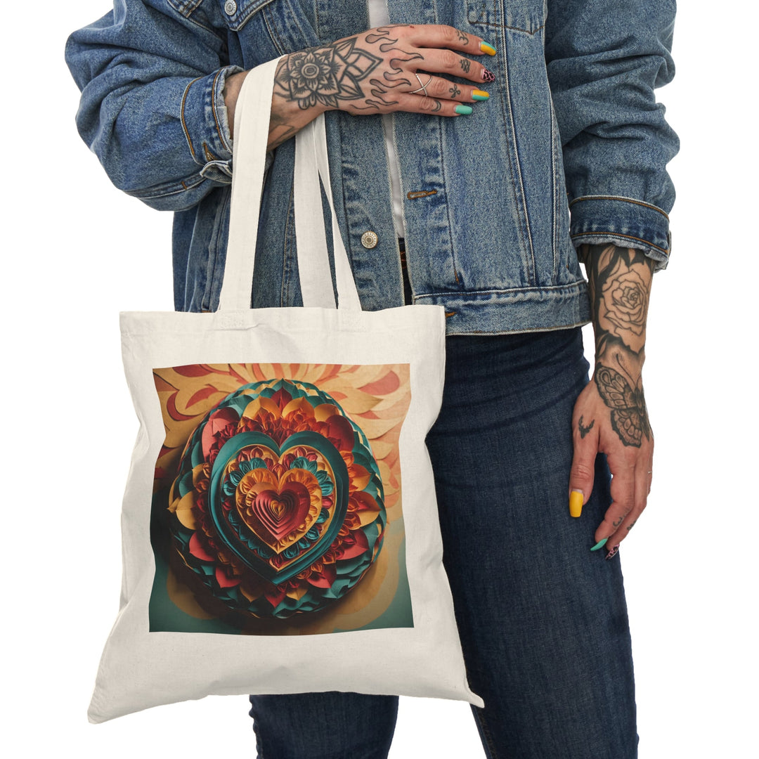 Vibrant Layered Heart - Natural Tote Bag - Bags - g(0D·IO) - 15" x 16" - Natural -