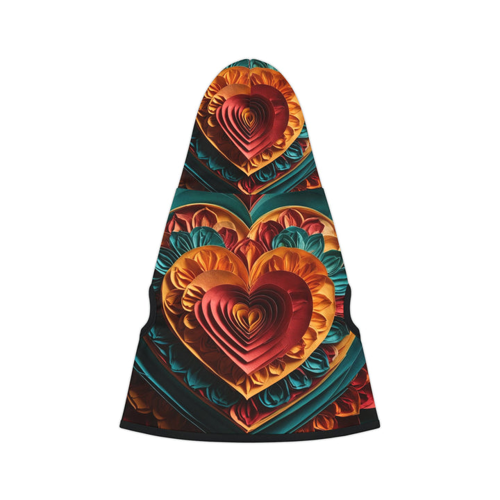 Vibrant Layered Heart - Pet Hoodie - Pets - g(0D·IO) - XXS - Black Rib -