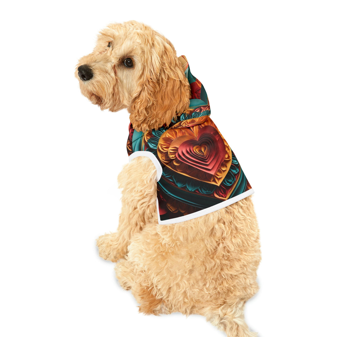 Vibrant Layered Heart - Pet Hoodie - Pets - g(0D·IO) - XXS - Black Rib -