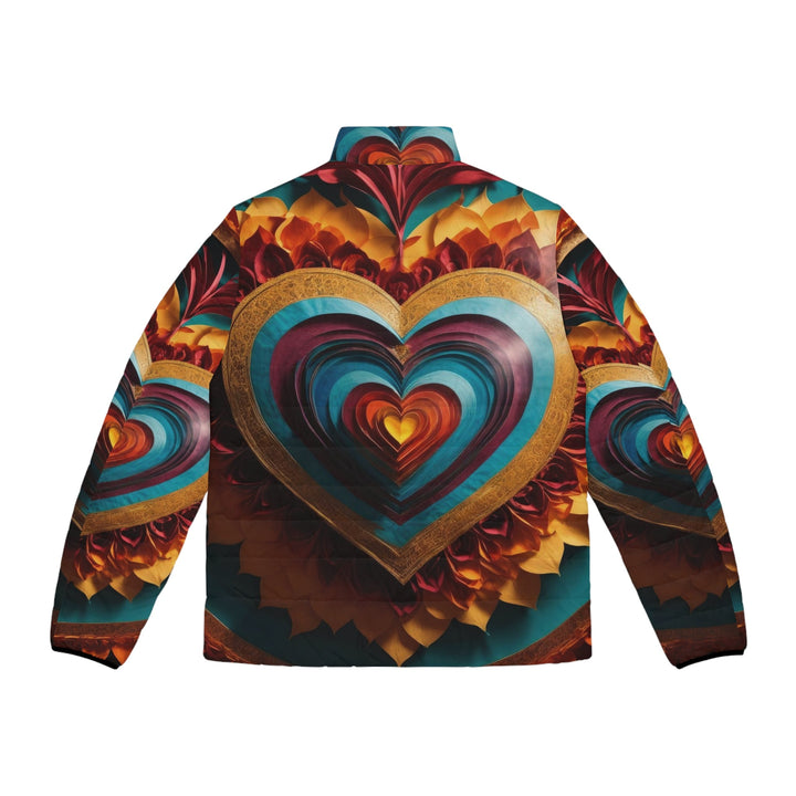 Vibrant Layered Heart - Puffer Jacket - All Over Prints - g(0D·IO) - S - Black zipper -